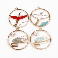 Zinc Alloy Enamel Pendants, gold color plated, DIY 