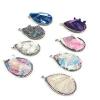 Natural Quartz Pendants, Natural Stone, with Rhinestone, plated, fashion jewelry & DIY 55mm 