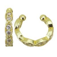 Brass Earring Clip, gold color plated, micro pave cubic zirconia & for woman 