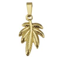 Stainless Steel Pendants, Leaf, gold color plated Approx 