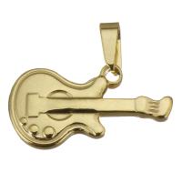 Stainless Steel Pendants, Guitar, gold color plated Approx 