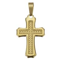 Stainless Steel Cross Pendants, gold color plated Approx 