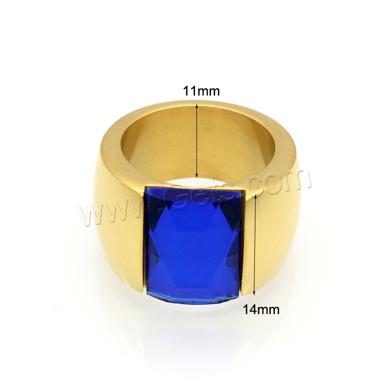 Edelstahl Fingerring, mit Glas, plattiert, verschiedene Größen vorhanden & für Frau, keine, 14mm, 11mm, Größe:6-9, verkauft von PC