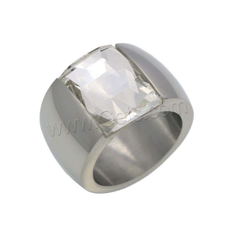 Edelstahl Fingerring, mit Glas, plattiert, verschiedene Größen vorhanden & für Frau, keine, 14mm, 11mm, Größe:6-9, verkauft von PC