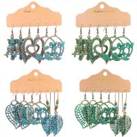 Zinc Alloy Earring Set, with turquoise & Wood, plated, three pieces & fashion jewelry 