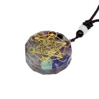 Gemstone Jewelry Pendant, Synthetic Resin, with Natural Gravel & Amethyst, fashion jewelry 