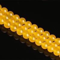 Yellow Calcedony Beads, Round, polished, DIY yellow 