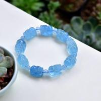 Aquamarine Bracelet, Mythical Wild Animal, Carved, Unisex blue Approx 7.6 Inch 