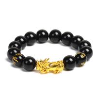 Black Obsidian Bracelet, with Zinc Alloy, plated, fashion jewelry & Unisex 170mm 