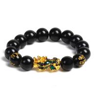 Black Obsidian Bracelet, with Zinc Alloy, plated, fashion jewelry 170mm 