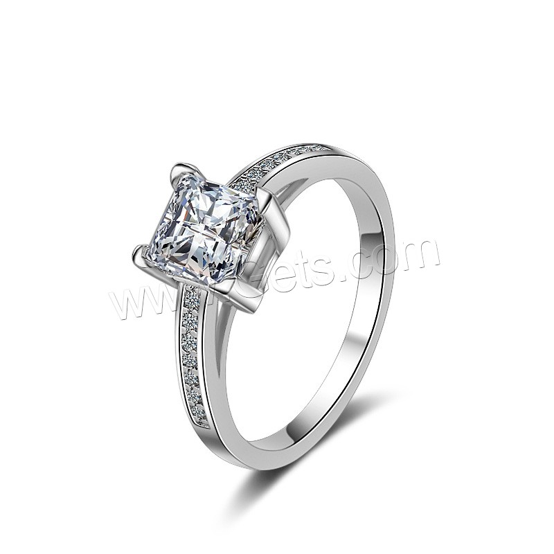 Anneau de cuivre de Zircon, laiton, Placage, normes différentes pour le choix & pavé de micro zircon & pour femme, plus de couleurs à choisir, Vendu par PC