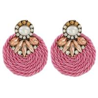 Boucle d'oreille de zinc alliage strass goutte, alliage de zinc, avec Fibre de polyester, Placage, pour femme & avec strass, rose Vendu par paire