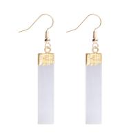 Gypsum Drop Earring, with Brass, Rectangle, plated, for woman 100mm 