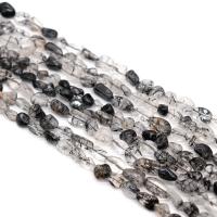 Gemstone Chips, Black Rutilated Quartz, irregular 