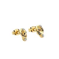 Pendiente stud de cobre con los diamantes de imitación , metal, chapado en color dorado, para mujer & con diamantes de imitación, 5.5x10mm, Vendido por Par