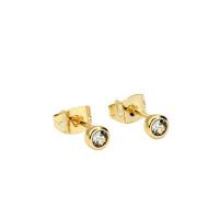 Pendiente stud de cobre con los diamantes de imitación , metal, chapado en color dorado, para mujer & con diamantes de imitación, más colores para la opción, 4mm, Vendido por Par