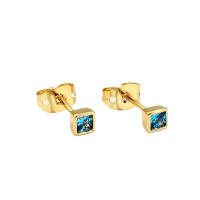 Pendiente stud de cobre con los diamantes de imitación , metal, chapado en color dorado, para mujer & con diamantes de imitación, 3.83mm, Vendido por Par