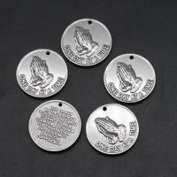 Stainless Steel Pendants, Round, silver color plated Approx 