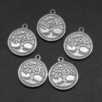 Stainless Steel Pendants, Round, silver color plated Approx 