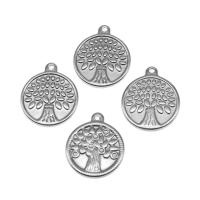 Stainless Steel Pendants, Round, silver color plated Approx 