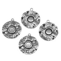 Stainless Steel Pendants, Round, silver color plated Approx 