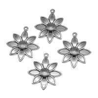 Edelstahl Blume Anhänger, silberfarben plattiert, 32x26x3mm, ca. 200PCs/Tasche, verkauft von Tasche