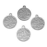 Stainless Steel Pendants, Round, silver color plated Approx 