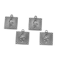 Stainless Steel Pendants, Square, silver color plated Approx 