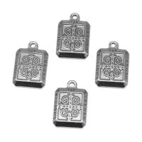 Stainless Steel Pendants, Square, silver color plated Approx 