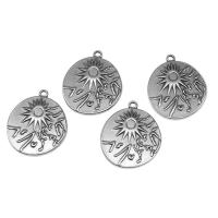 Stainless Steel Pendants, Round, silver color plated Approx 