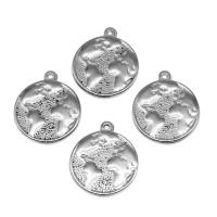 Stainless Steel Pendants, Round, silver color plated Approx 