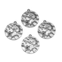 Stainless Steel Pendants, Round, silver color plated Approx 