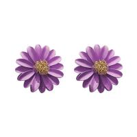 Pendientes de Perno de Aleación de Zinc, Flor, barniz de secado al horno, diferentes materiales para la opción & para mujer, más colores para la opción, 26x26mm, Vendido por Par