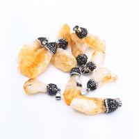 Natural Quartz Pendants, Citrine, irregular, DIY & with rhinestone, yellow 