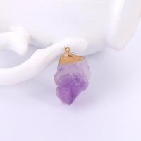 Amethyst Anhänger Februar Birthstone, mit Zinklegierung, Unregelmäßige, goldfarben plattiert, DIY, violett, 15x25mm, verkauft von PC