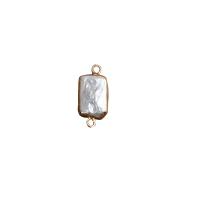 Brass Connector, Freshwater Pearl, with Brass, irregular, gold color plated, DIY, white 