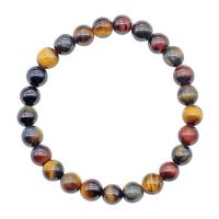 Tiger Eye Stone Bracelets, Round, fashion jewelry & DIY brown, 155mm Approx 6.1 Inch 