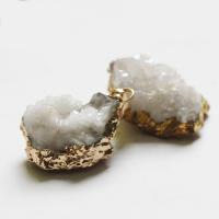 Ice Quartz Agate Pendants, with Brass, DIY 