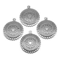 Stainless Steel Pendants, Round, silver color plated Approx 