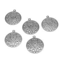 Stainless Steel Pendants, Round, silver color plated Approx 