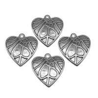 Stainless Steel Heart Pendants, silver color plated Approx 