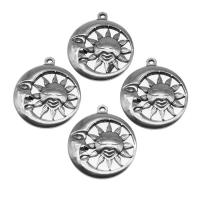 Stainless Steel Pendants, Round, silver color plated Approx 