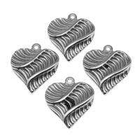 Stainless Steel Heart Pendants, silver color plated Approx 