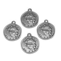 Stainless Steel Pendants, Round, silver color plated Approx 