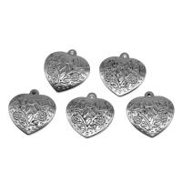 Stainless Steel Heart Pendants, silver color plated Approx 