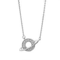 Zircon cubique Micro Pave collier en argent sterling, argent sterling 925, avec 1.96 inch chaînes de rallonge, Placage de couleur platine, pavé de micro zircon & pour femme Environ 15.74 pouce, Vendu par brin