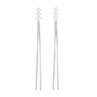 Moda flecos pendientes, Plata de ley 925, chapado, para mujer & con diamantes de imitación, 90mm, Vendido por Par