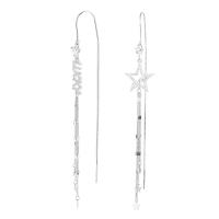 Pendientes asimétricos, Plata de ley 925, Luna, chapado, para mujer & con diamantes de imitación, 200mm, Vendido por Par