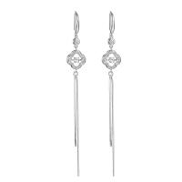 Moda flecos pendientes, Plata de ley 925, chapado, para mujer & con diamantes de imitación, 110mm, Vendido por Par