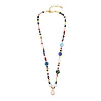 Collier de perles cristal d'eau douce, perle d'eau douce cultivée, avec Seedbead & chalumeau & acier inoxydable, pour femme, multicolore .53 pouce, Vendu par brin